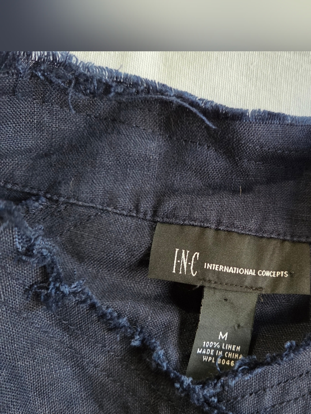 INC International Concepts Navy Frayed-Trim Jacket - Picture 4 of 5